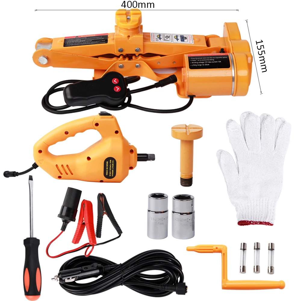 

12V Electric Scissor-type Jack Car Electric Jacks and Wrench Set Vehicle Electric Tire Remover Equipment Auto Repair Accessory