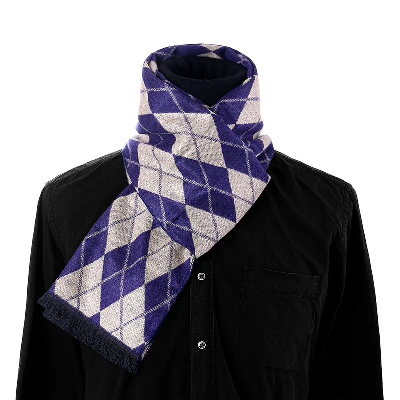 Модный шарф ромбовидный клетчатый дизайн мужской шарф Повседневный кашемировый зимний шарф мягкий гладкий высококачественный Стильный теплый мужской шарф
