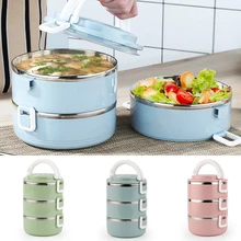 Портативный 3 слоя большой емкости из нержавеющей стали термо чаши для Хранения Детского Питания Контейнер для кормления детей