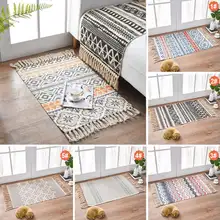60X90 см Американский богемный Конопляный хлопок ручной работы геометрический узор напольный коврик одеяла с кисточками украшение дома