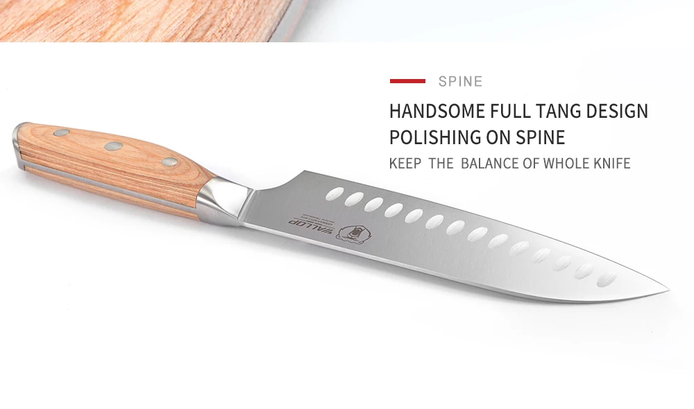 Нож WALLOP Santoku-немецкий Высокоуглеродистый нож из нержавеющей стали для мяса овощной нож шеф-повара-нескользящая эргономичная ручка-7''