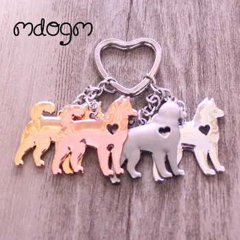 

2019 New Cute Husky Dog Animal Gold Silver Plated Metal Pendant Keychain For Bag Car Women Men Key Ring Love Jewelry K005