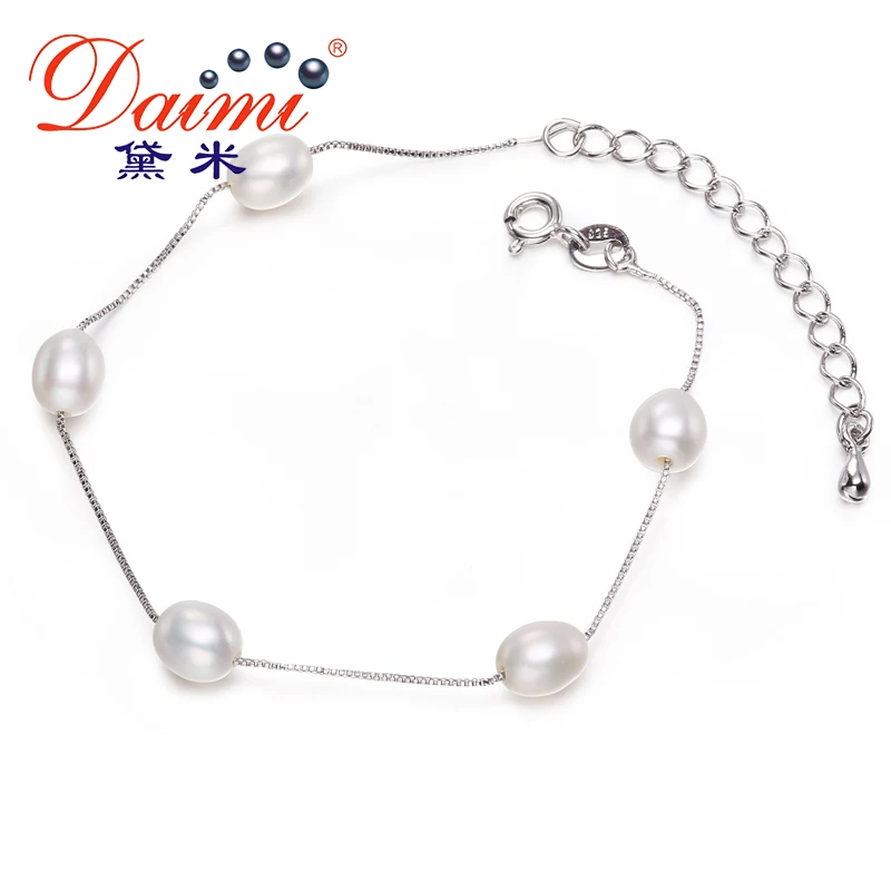 

Daimi 6-7mm White Rice Freshwater Pearl Silver Bracelet