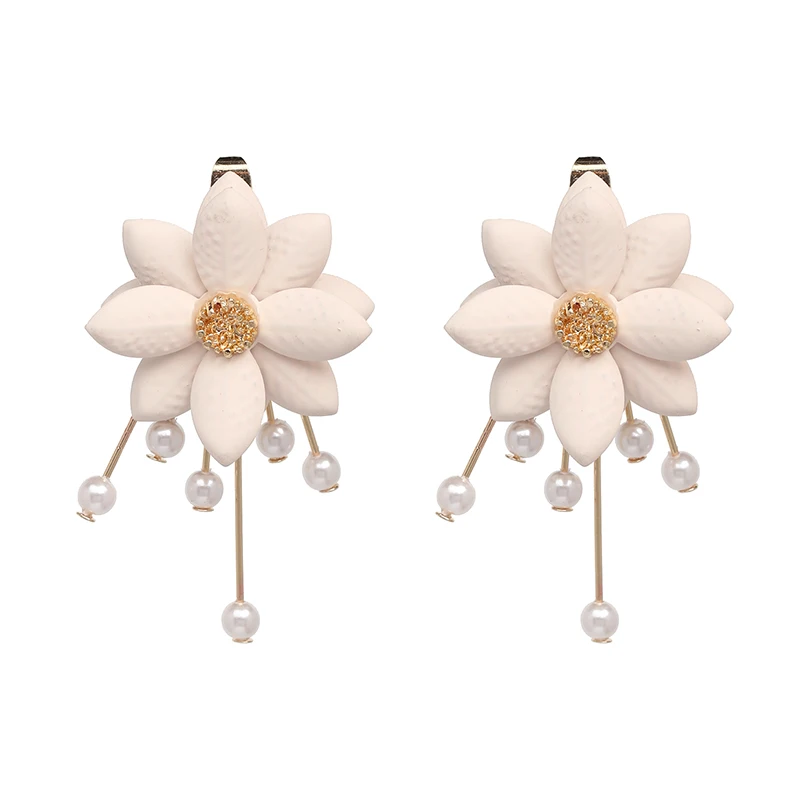 

JUJIA 4 Colors Brincos Da Moda Good Quality Cute&Romantic Flower Womn's Earring for Statement Jewelry Pearl Drop Earring