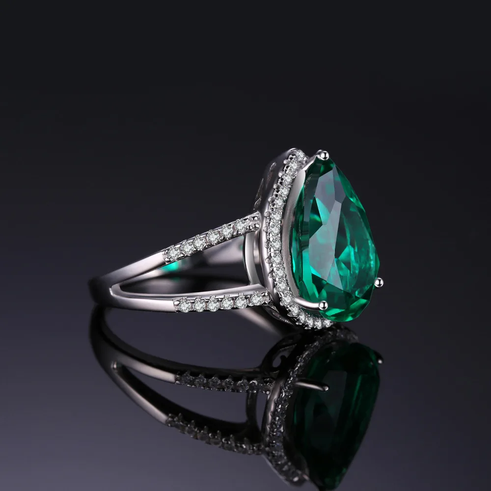 JewelryPalace Pear 3.7ct Created Emerald Rings Soild 925 Sterling Silver Fashion Female Jewelry Fabulous Gift