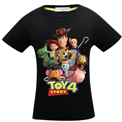 Toy Story/хлопковая Футболка для маленьких мальчиков футболка г. Летние милые Мультяшные игрушки, футболки, одежда футболка для девочек красивая футболка - Цвет: Black