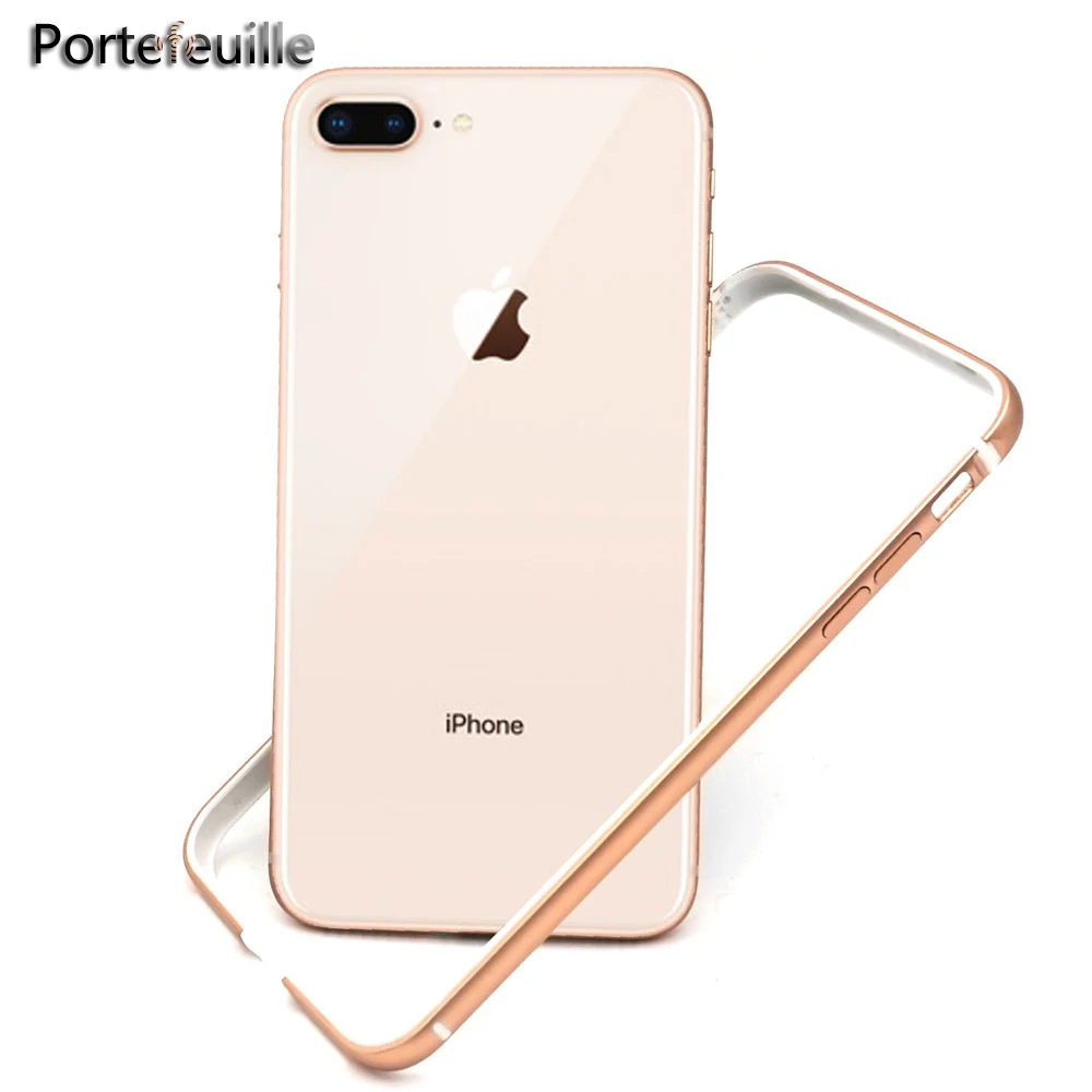 Portefeuille Bumper Case For iPhone 8 Protective Aluminum TPU Silicone Hybrid Bumper Frame for Apple iPhone 7 Plus 8 Metal Coque (1)