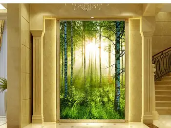 

3d wall murals wallpaper Forest landscape morning sun wallpaper modern 3d forest wall mural Home Decoration