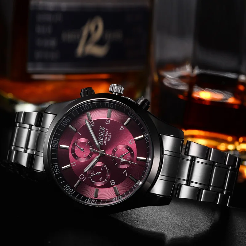 Топ люксовый бренд Bosck мужские водонепроницаемые часы с ремешком из нержавеющей стали военные черные кварцевые часы мужские деловые наручные часы