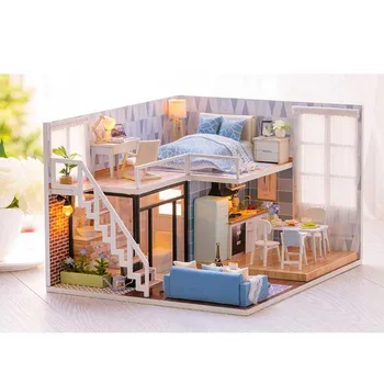 

DIY Doll House Wooden Doll Houses Miniature dollhouse Furniture Kit Toys for children Christmas Gift