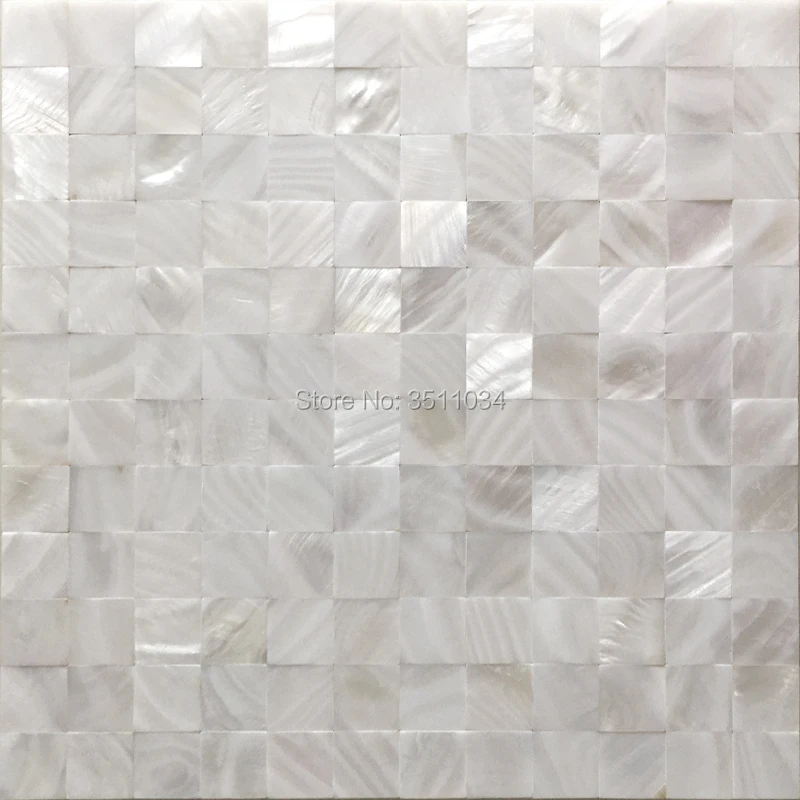 

25MM Particle white shell mosaic tiles mother of natural sea pearl shell Brick seashell backsplash mosaic 12"x12"