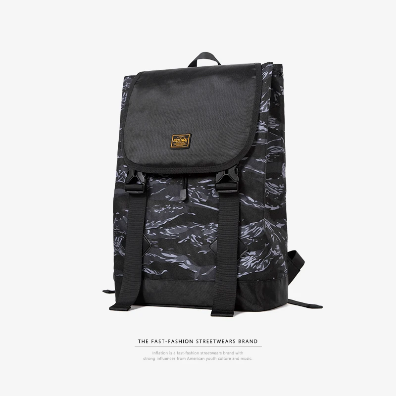 Надувающийся Камуфляжный мужской рюкзак, уличный хип-хоп стиль, мужская и женская сумка, школьный рюкзак через плечо для путешествий 106AI2017 - Цвет: camouflage