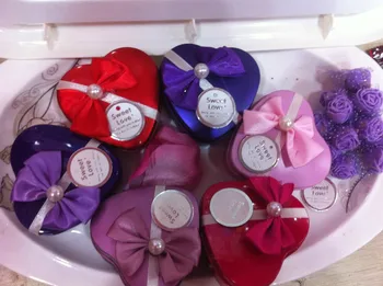 

2018 love heart pearl bow wedding candy box favor boxes wedding supplies 500PCS