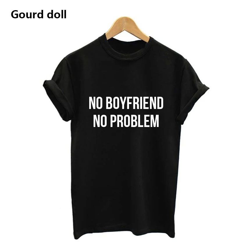 Harajuku no boyfriend problem Футболка с принтом букв для женщин О образным вырезом Летние
