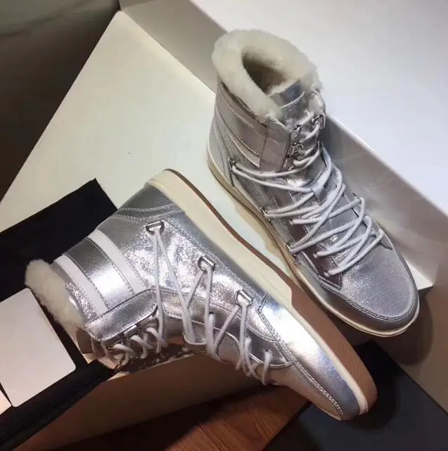 Invierno Pisos Plata Tobillo Nieve De Las Blanco Genuino Zapatos Cuero Zapatillas 2019 as Felpa Botas Mujeres Pic Pic As La Caliente Para Botines P8qAww