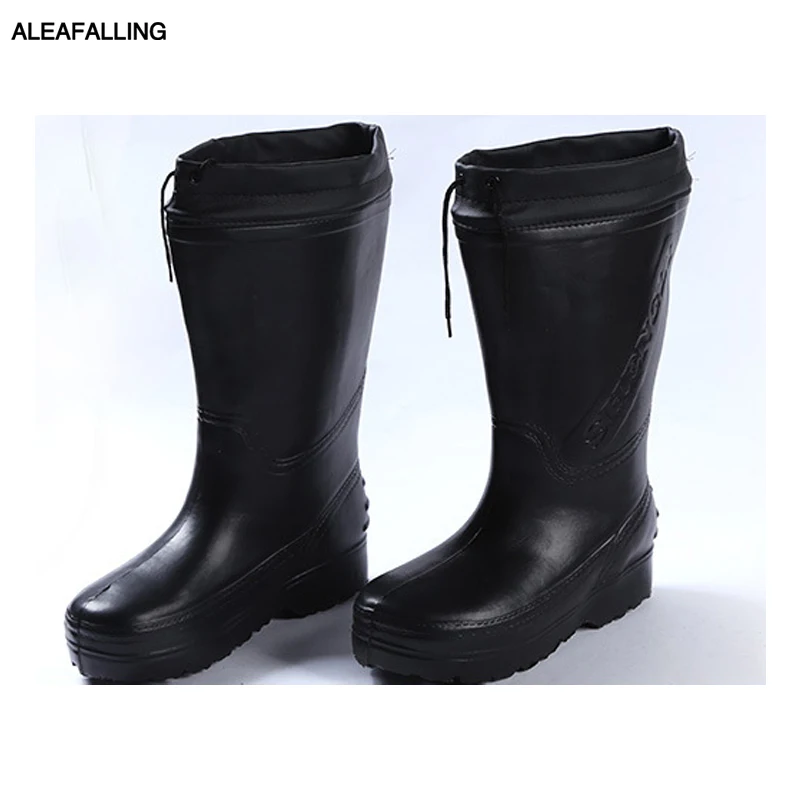 Aleafalling Rain Boots Thicken Warm Waterproof Labor Slip on