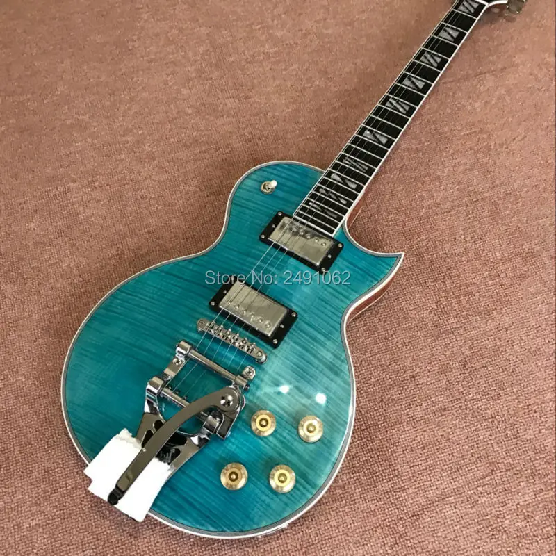 

Free shipping double convex Guitar Free Shipping tiger burst blue electric guitar can be customized