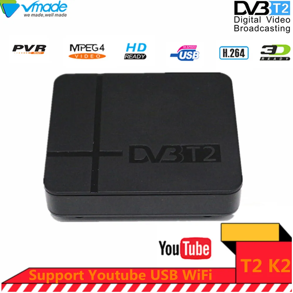 

Vmade dvb t2 High digital Terrestrial TV receiver DVB-T2 k2 MPEG-2 / 4 H.264 Support FTA Youtube PVR full HD 1080P set top box
