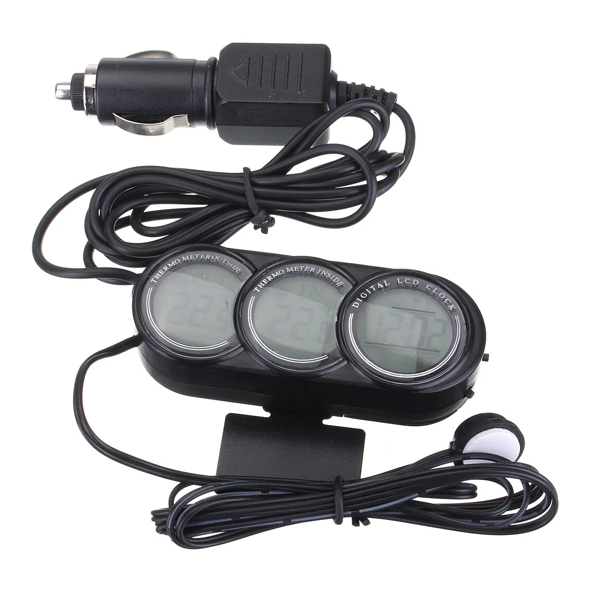 

KROAK 3 In 1 Auto Car LCD Digital Inside/Outside Clock Temperature Thermometer Gauge Car Clock Electronic Time