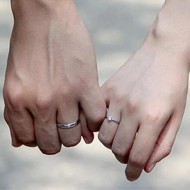 

KOFSAC New Fashion Silver 925 Ring Shiny Crystal CZ Couple Rings For Women Men Wedding Party Sweet Romantic Lovers Jewelry Gift