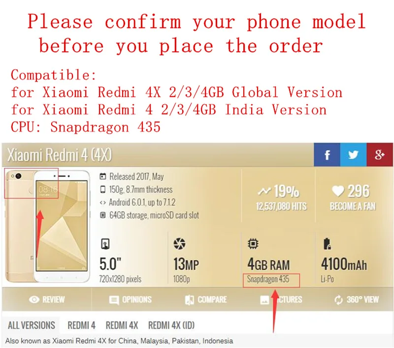 ЖК дисплей и дигитайзер в сборе для Xiaomi Redmi 4X Global сенсорный экран с полным