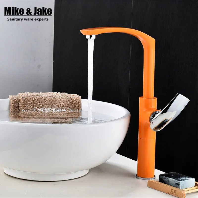

Colorful kitchen faucet mixer deck mounted basin tall taps Contemporary Copper Basin Faucet Hot And Cold Rotating mixer ZJH562