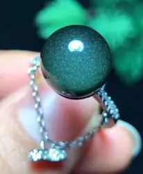 10,5 мм натуральный зеленый фантомный кварц кристалл регулируемое кольцо бусина из серебра 925 пробы Lucky Love AAAAA кольцо с полудрагоценным