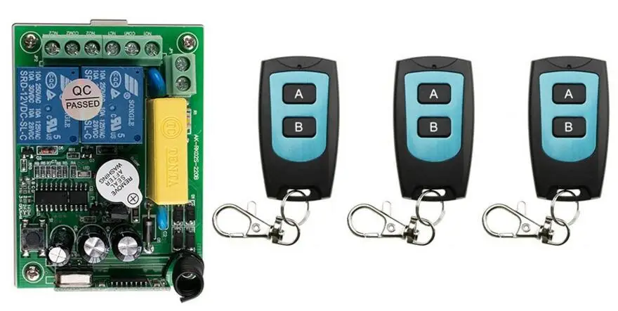 

AC220V 2CH 10A Radio Controller RF Wireless Relay Remote Control Switch 315 MHZ 433 MHZ 3 Transmitter+1 Receiver