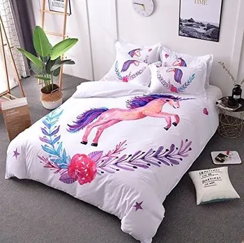 

Unicorn Bedding Set With Pillowcase Unicorn Print Duvet Cover For Kids