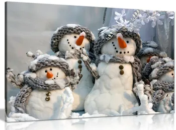 

Family Of Snowmen Christmas Winter Canvas Wall Art Picture Print On Canvas Wall Art Drop shipping
