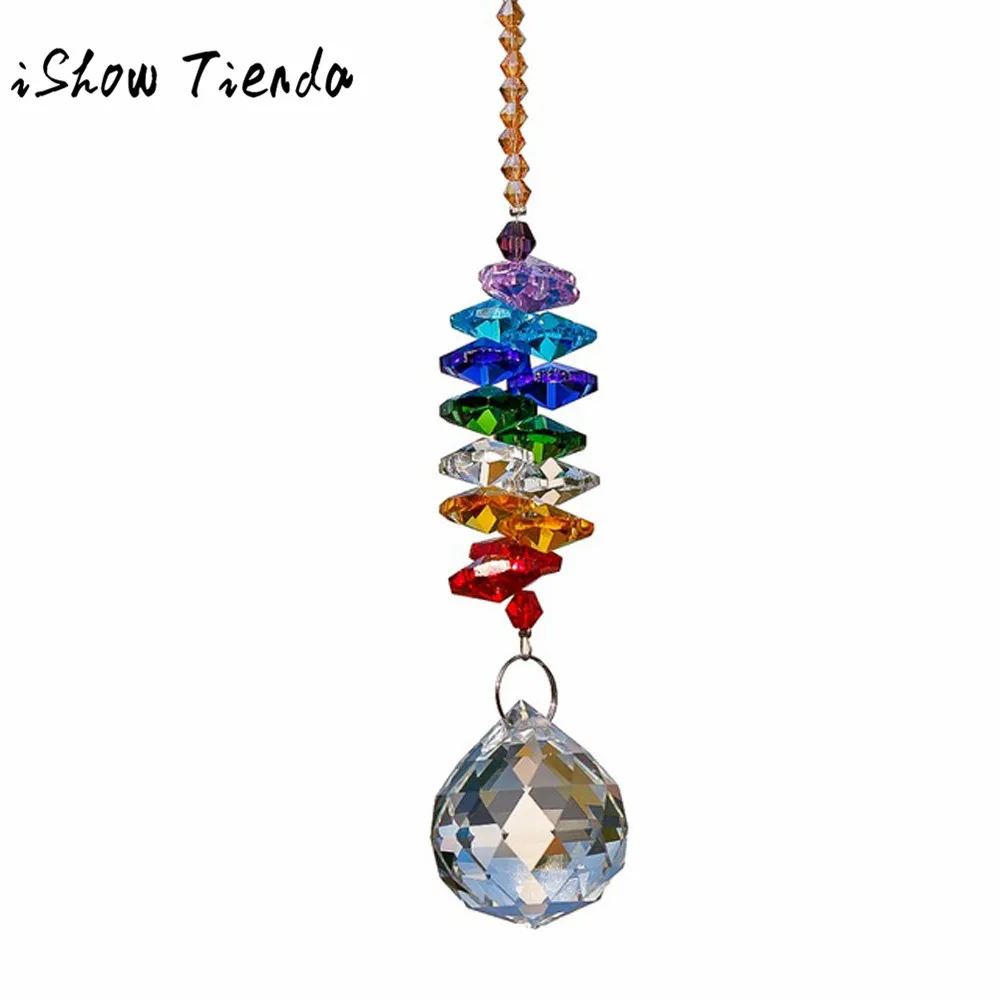 

1pcs Crystal Ball Pendant Accessories Colorful Octagonal Hanging Drop Pendant Suncatcher Parts Wedding Home Decor 0226