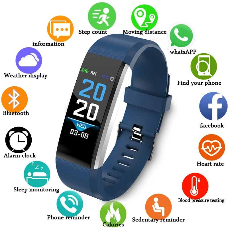 Geekthink New Smart Bracelet Wristwatch Heart Rate Monitor Blood Pressure Fitness Tracker Smart Sport Watch for ios android &box