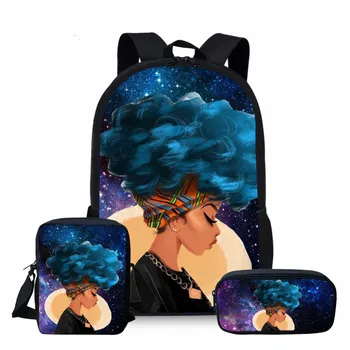 

ThiKin 3Pcs/Set African Women Printing School Bags for Kids Girls School Backpacks Shoulder Bagpack Bookbag Satchel