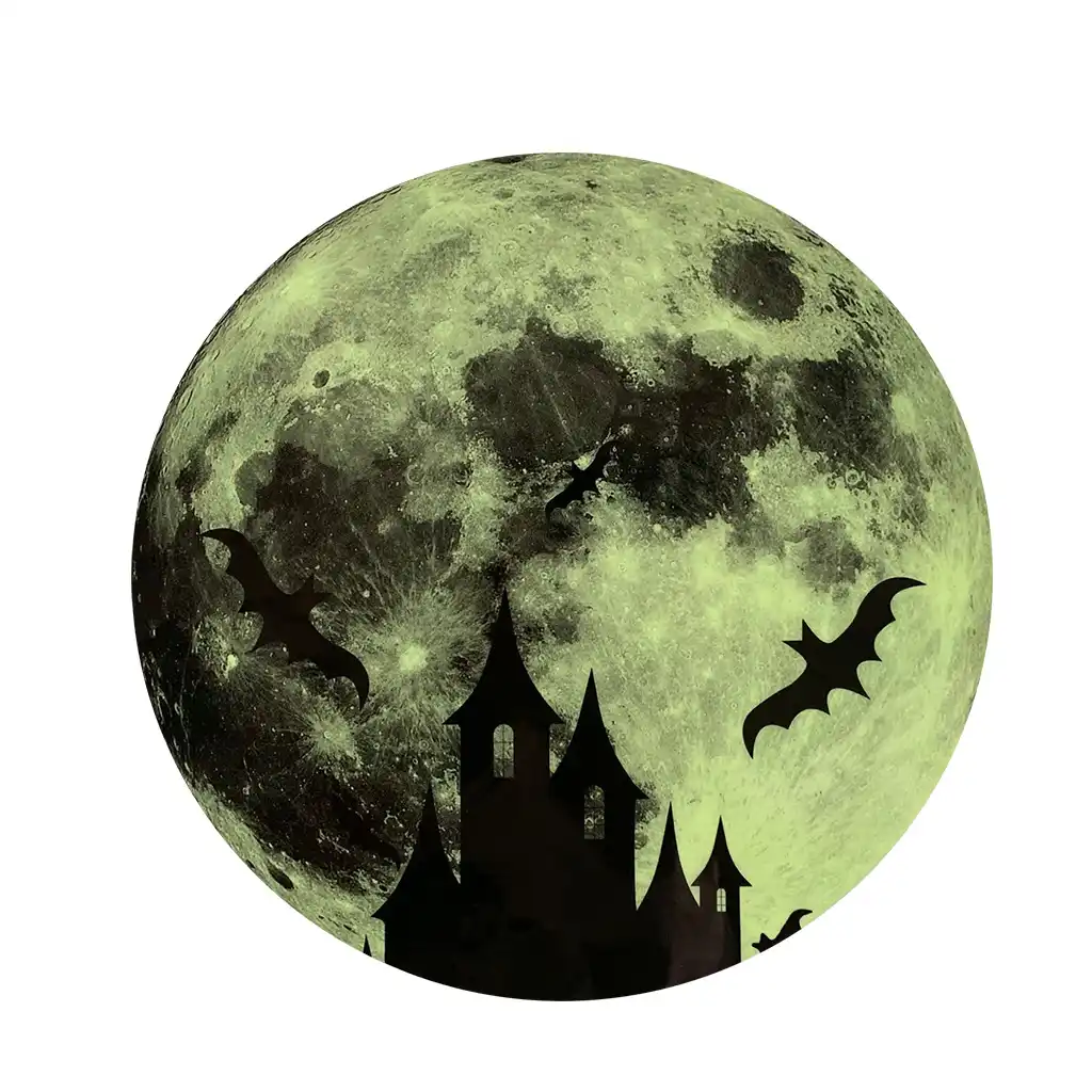 Halloween Glow In The Dark Moon Stars Wall Sticker For Kids Room
