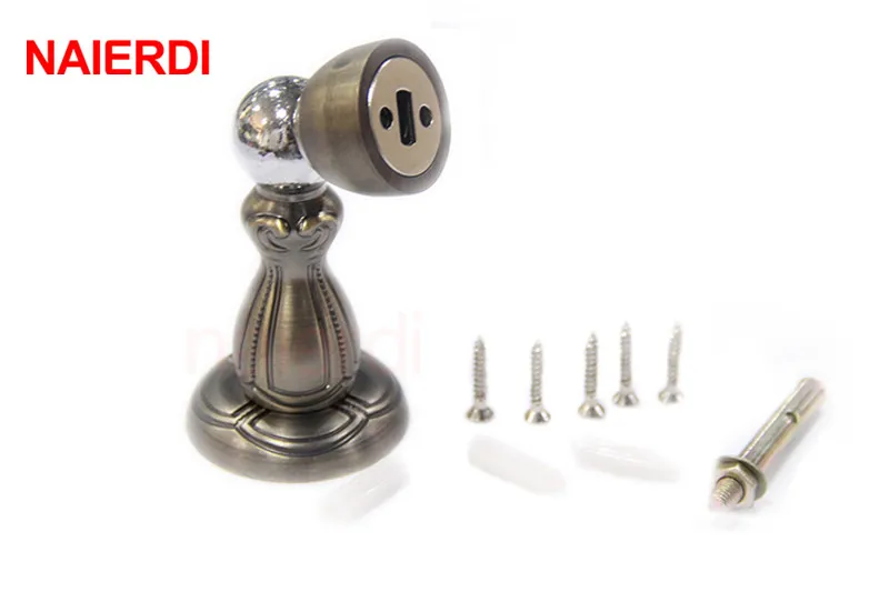 

NAIERDI Retro Zinc Alloy Magnetic Bronze Door Stop Stopper Holder Catch Floor Fitting Double Functional Stop For Bedroom Home