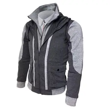 

MISSKY Men Sweatshirt Slim Fit Stand Collar Hoodie Casual Coat Hooded Jacket Outwear Tops For Autumn Winter