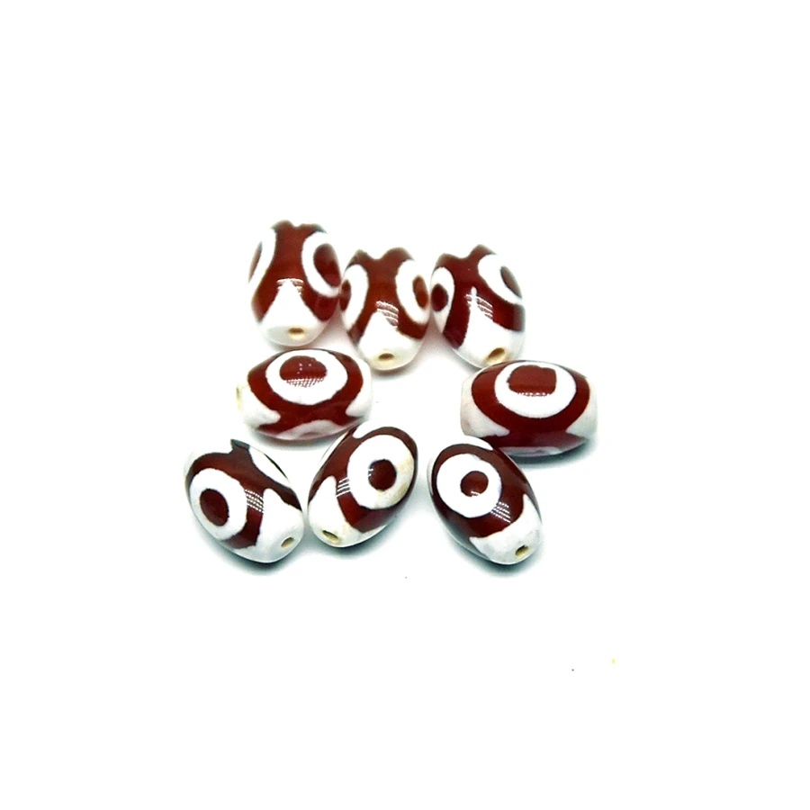 8pcs/lot Tibet DZI agate beads 8*12mm Red/ White DZI 3 eyes men&women jewelry DIY Free Shipping