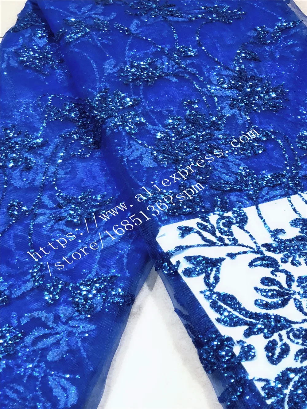

Top grade african nigerian lace fabric with glued glitter french tulle net lace fabric with sequins for evening dress