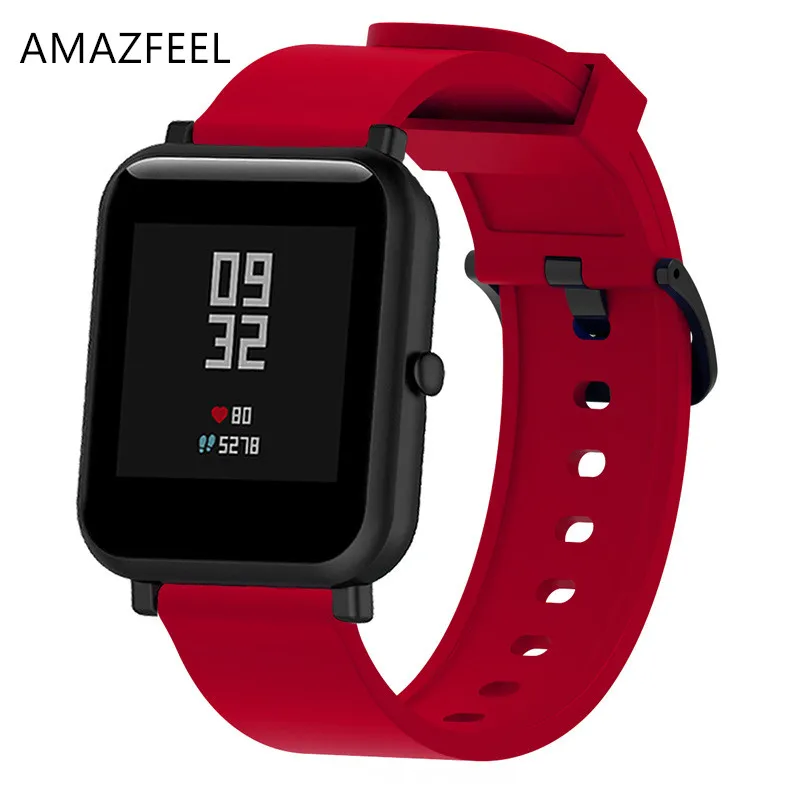 Силиконовый ремешок для часов Xiaomi Huami Amazfit Bip Little Band 20 мм ремешок для Amazfit Beep браслет на запястье samsung Team S2 Be - Цвет: Red