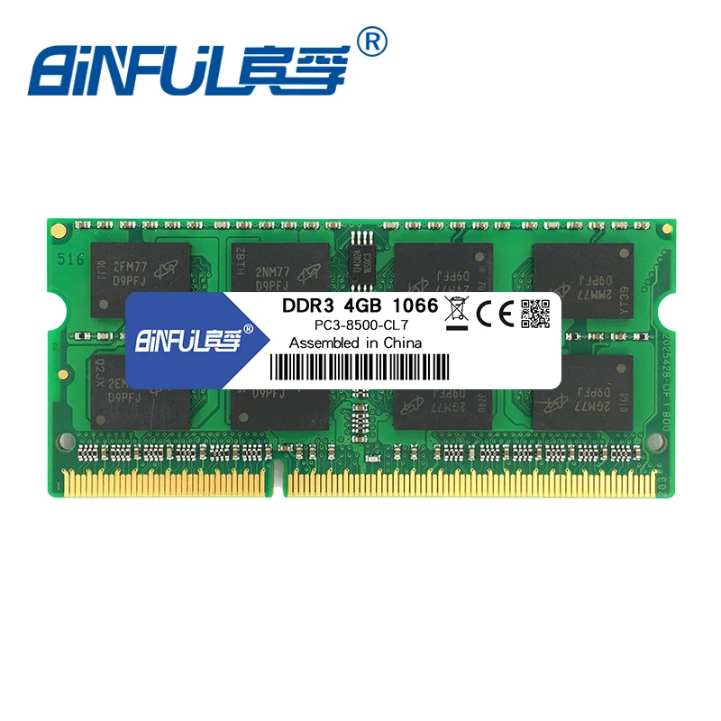 Binful DDR3 2 ГБ 4 ГБ 1066 МГц PC3-8500 для ноутбука memoria Ram ноутбук память sodimm 1,5 в