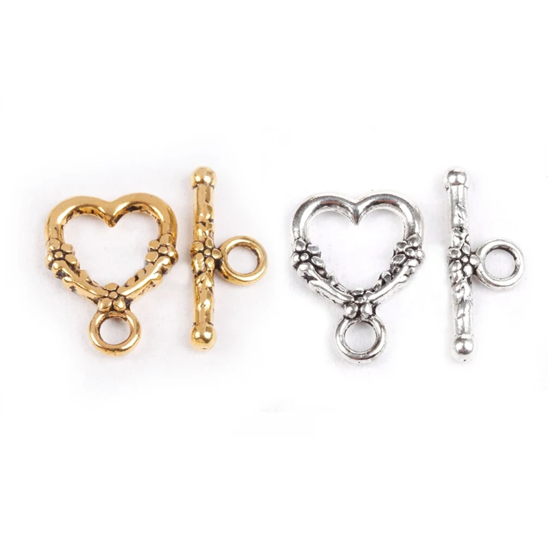 

20 Sets Antique Heart Shaped Ring Hook Toggle Clasp Hooks Findings For Jewelry Making Competent Diy Bracelet Necklace Wholesale