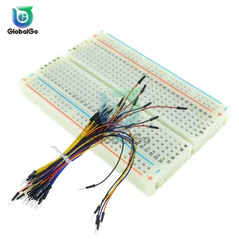 

400 Hole Solderless Breadboard 400 Point Solderless PCB Test Bread Board for Arduino Jumper Wires Cables