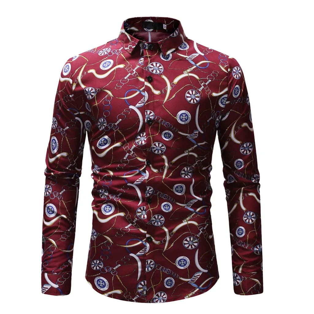 shirt men Blouse Tops shirts Floral Print long sleeve shirts Tops Streetwear men clothing dress casual shirt chemise