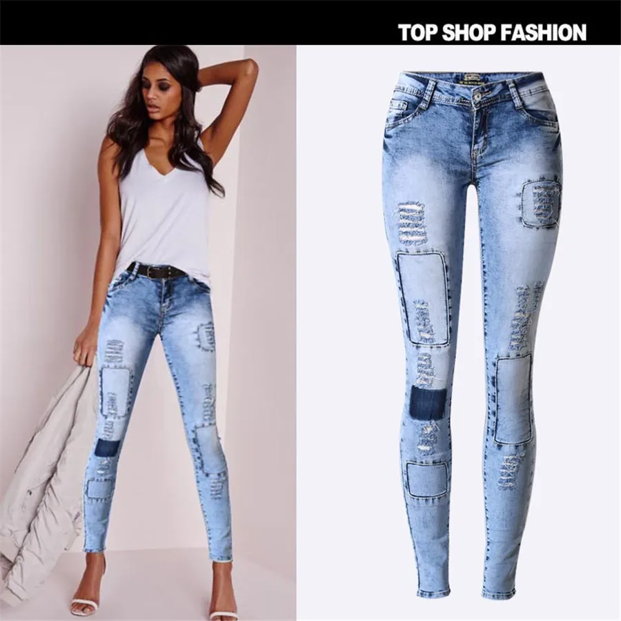 2018 women's winter extra large stretch jeans double