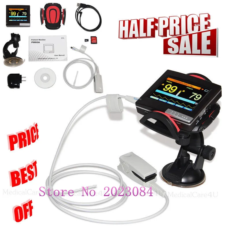 

Patient Monitor SPO2 Pulse Rate Blood Oxygen Monitor Vital Sings Pulse Oximeter PM60A