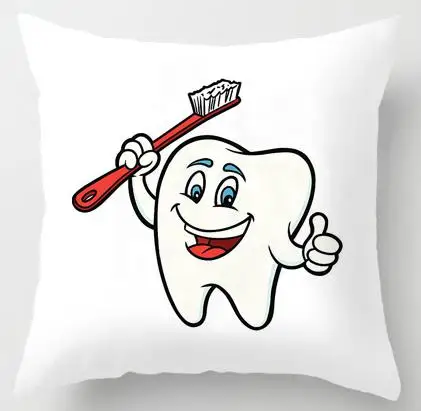 Милая мультяшная Подушка с изображением зубов, чистящее средство, щетка для ухода, гигиена вместе, счастливый зуб, белая зубная щетка, детская подушка для дома - Цвет: A8