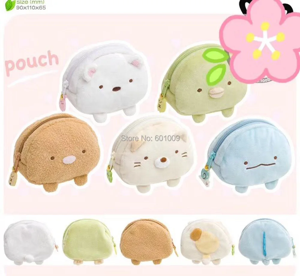 10/Lot 5 стилей Sumikko 11X9 см плюшевые мешок монет кукла мягкая мультфильм подарки Розничная