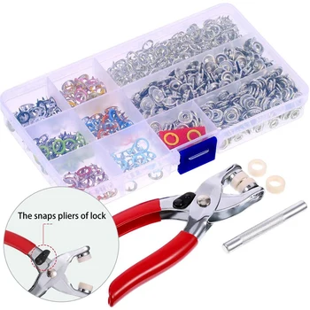 

200 Sets Snap Buttons Rompers Snaps Craft Pliers Tool Prong Buckle Metal Ring Button Snaps Sewing Craft 9.5Mm, 10 Colors