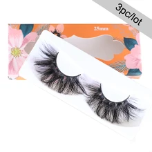 3 шт 25 мм ресницы Экстра длины 3D норковые ресницы большой драматический объем 25 мм норковая полоска ресниц толстые накладные ресницы Maquillaje