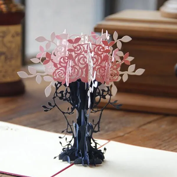 Цветочный горшок Киригами 3D всплывающие лазерные вырезы Artesanato бумажные ремесла оригами искусство День рождения рождественские поздравительные открытки H
